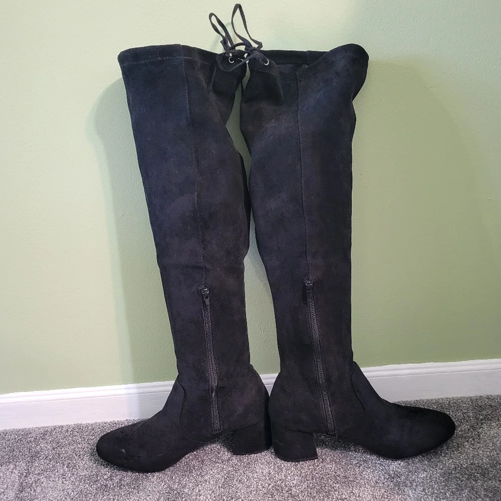 Black Over-the-Knee Boots - Picture 2 of 7